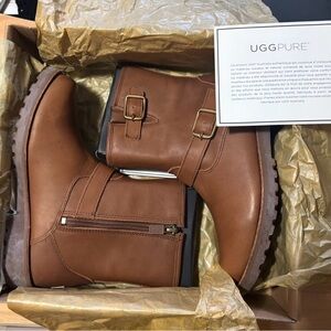 UGG Tan Leather Ankle Boots